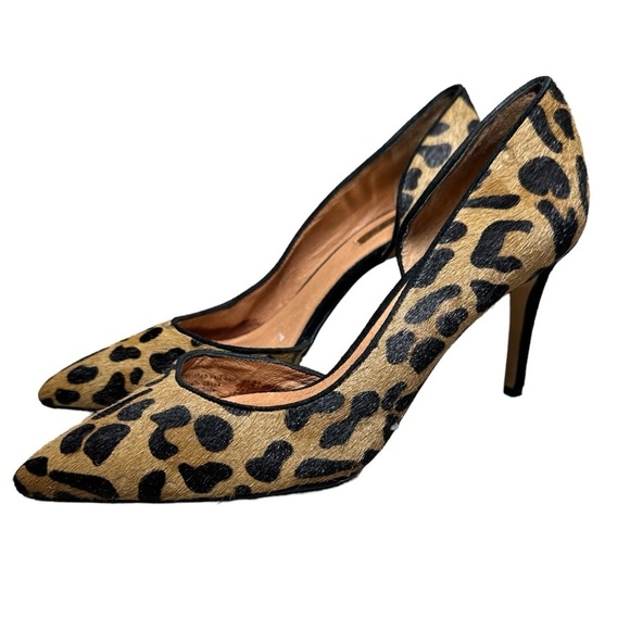 Halogen Shoes - Halogen Marlie Heels D'Orsay Genuine Calf Hair Tan Leopard Pointed Toe Size 9.5